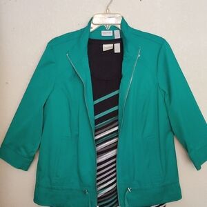 🍀EMERALD GREEN ZENERGY BY CHICO'S  JACKET🍀  SIZE 1 (6)